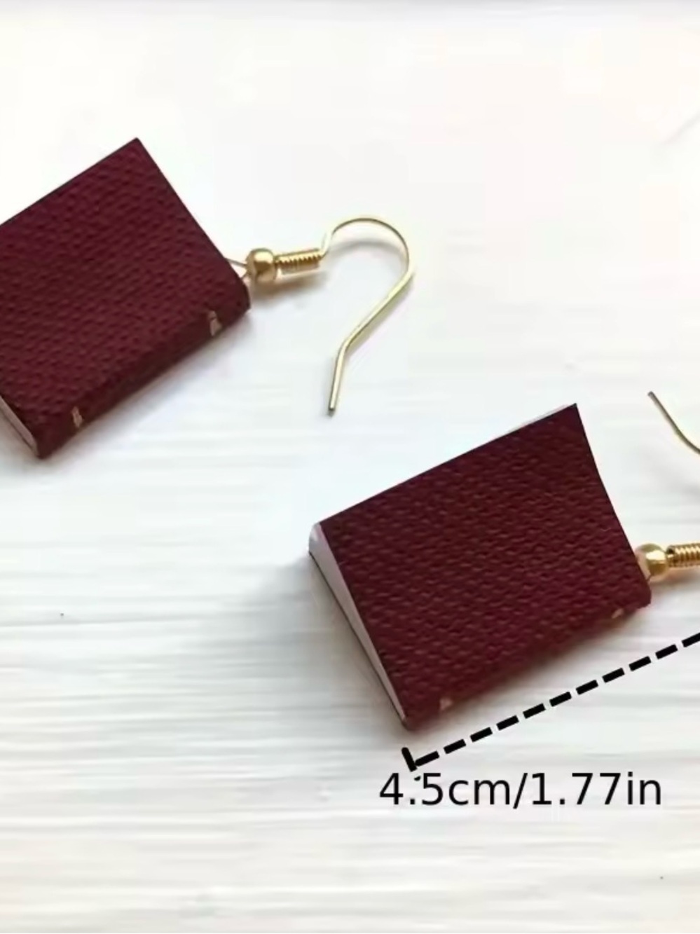 Mini Book Drop Earrings in Forest Green - Picture 5 of 6